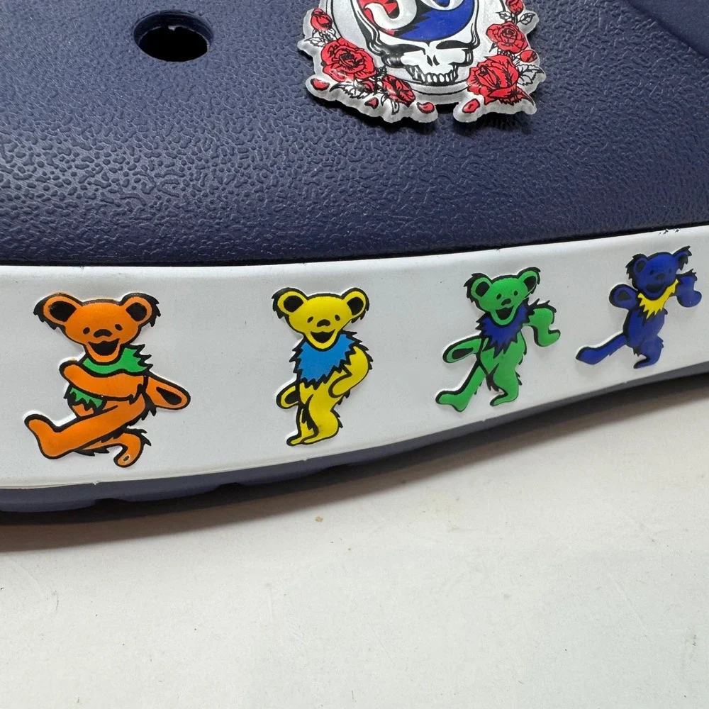 Crocs Grateful Dead 50th Anniversary Clogs Mens 12 Navy Blue Green‎ Dancing Bear